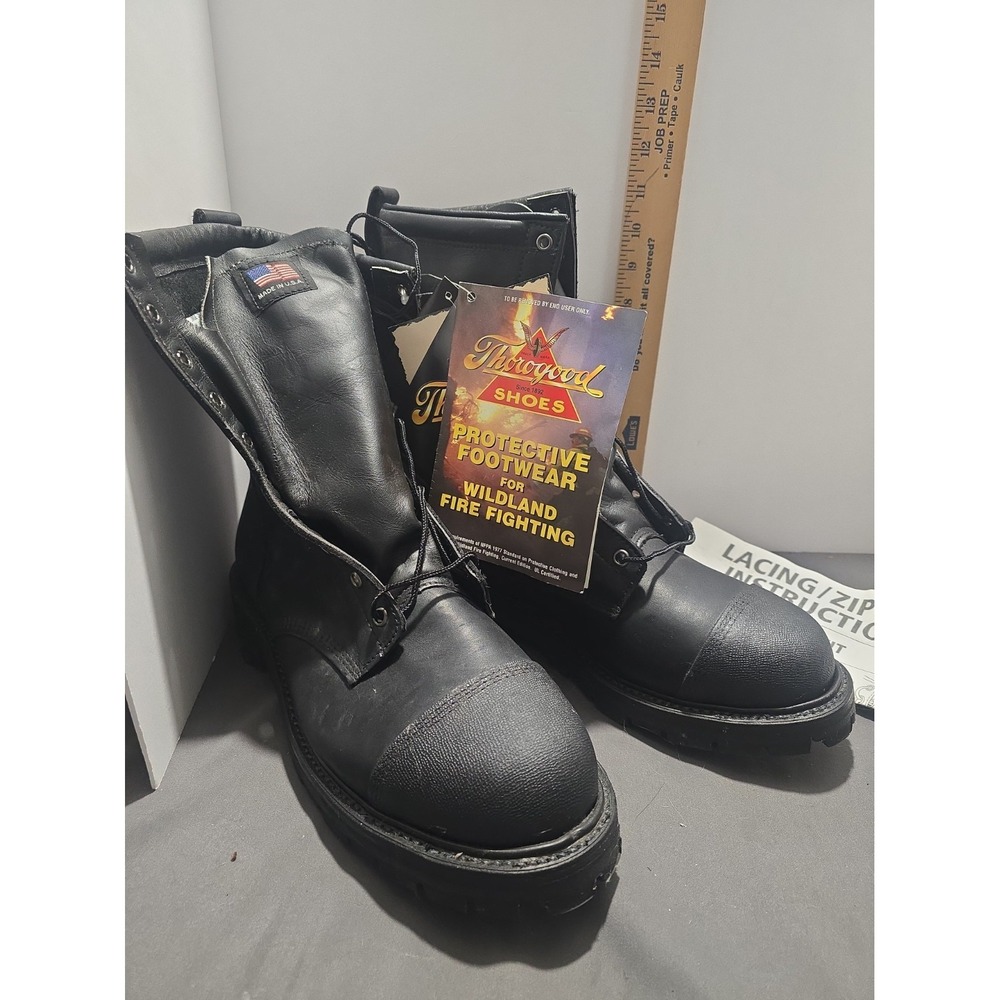 Thorogood Wildland Fire Fighting Boots 10" Black Leather Mens 12 834-6373